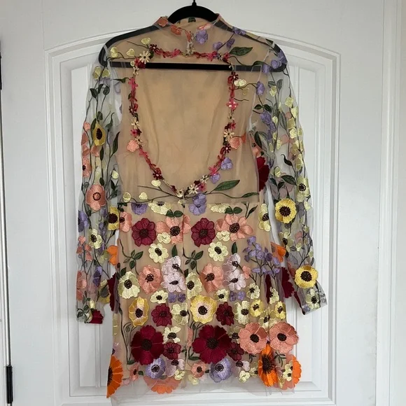 Floral Embroidered Long Sleeve Dress - Picture 7 of 10